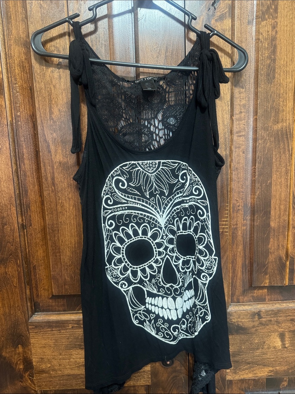 Hot Topic Black Tank Top with White Sugar Skull Graphic